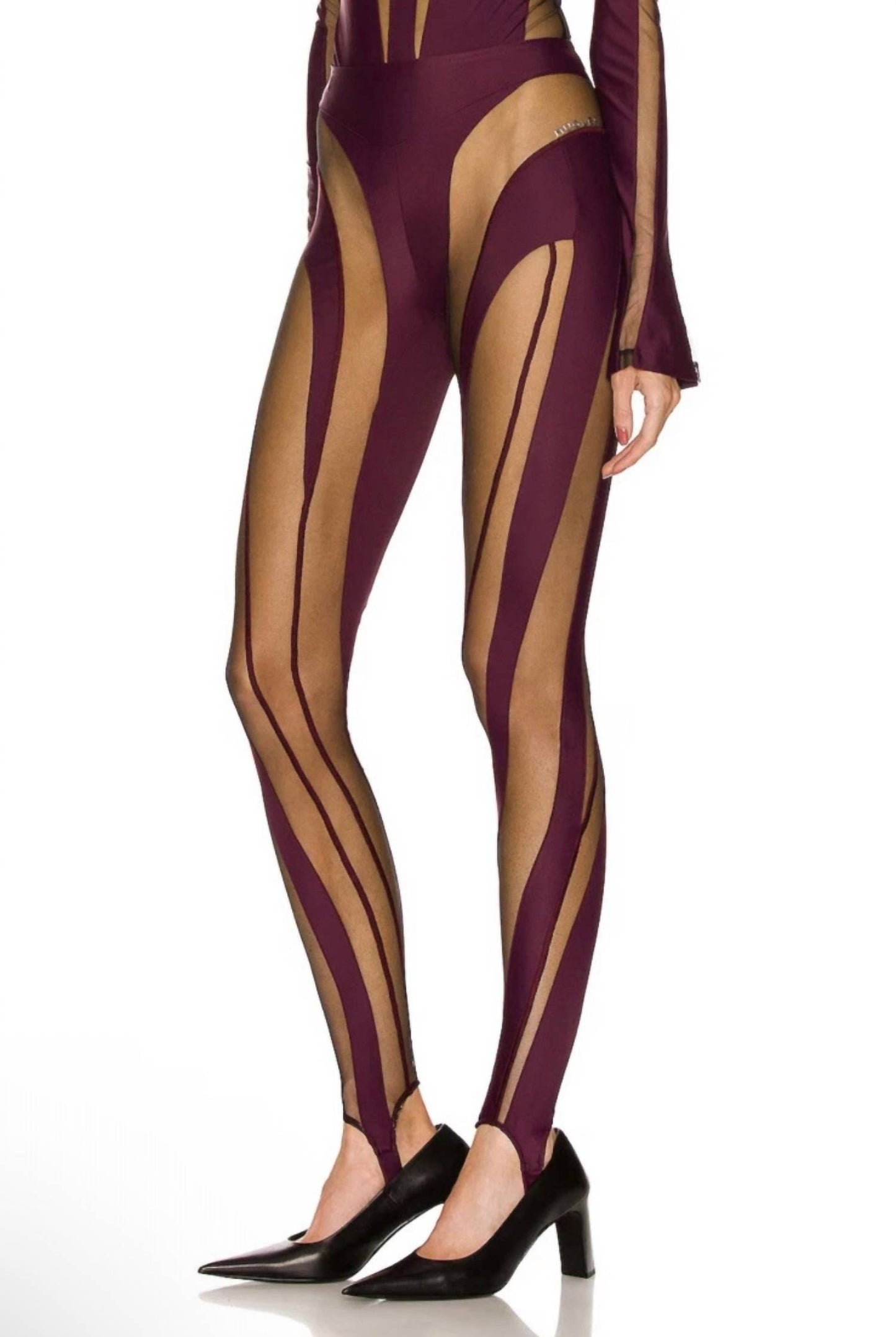 Sheer Spiral Stirrup Leggings