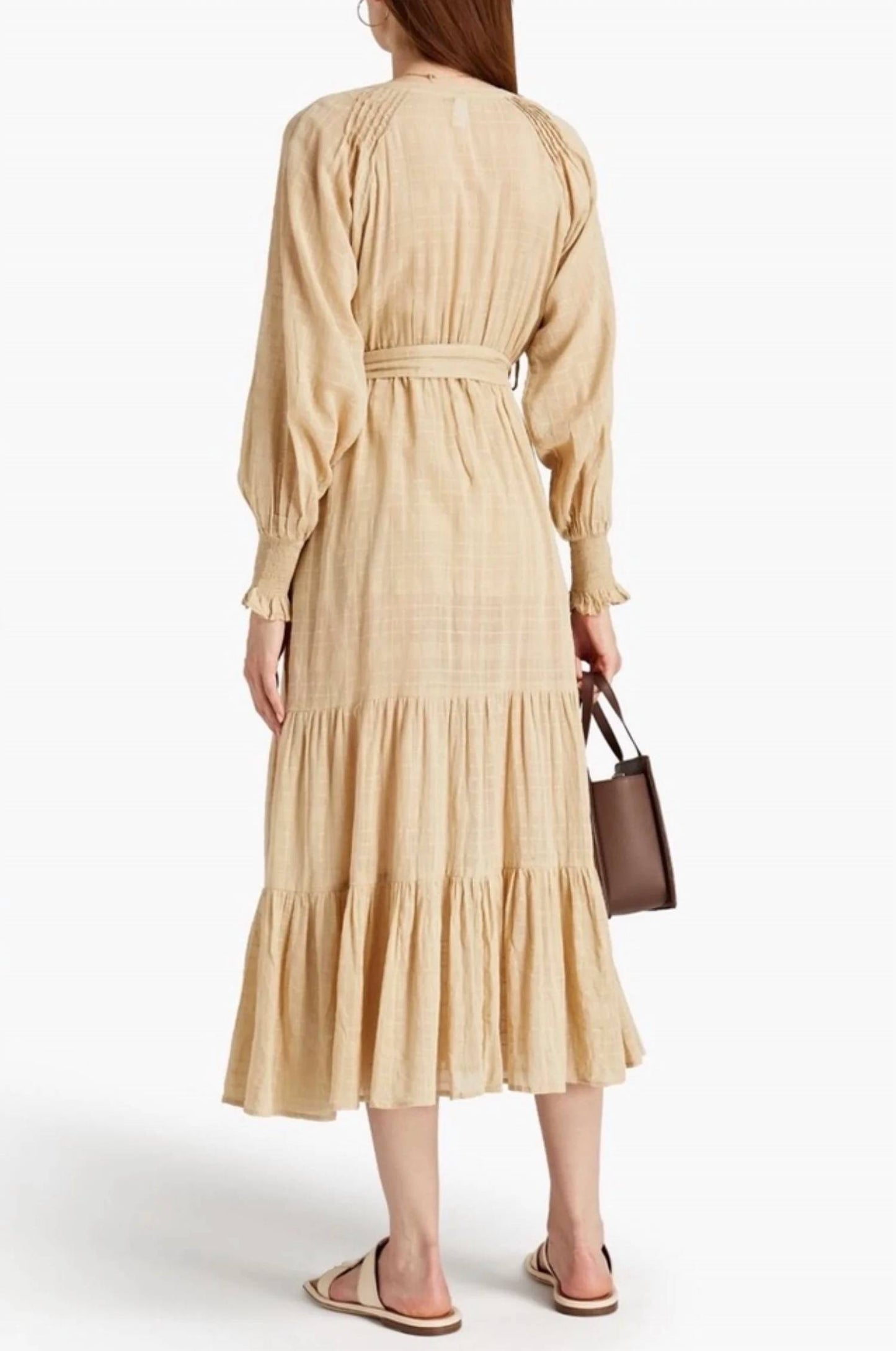 Emine Gathered Cotton Gauze Midi Dress
