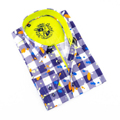 Men's Digital Paint Shirt With Solid Trim