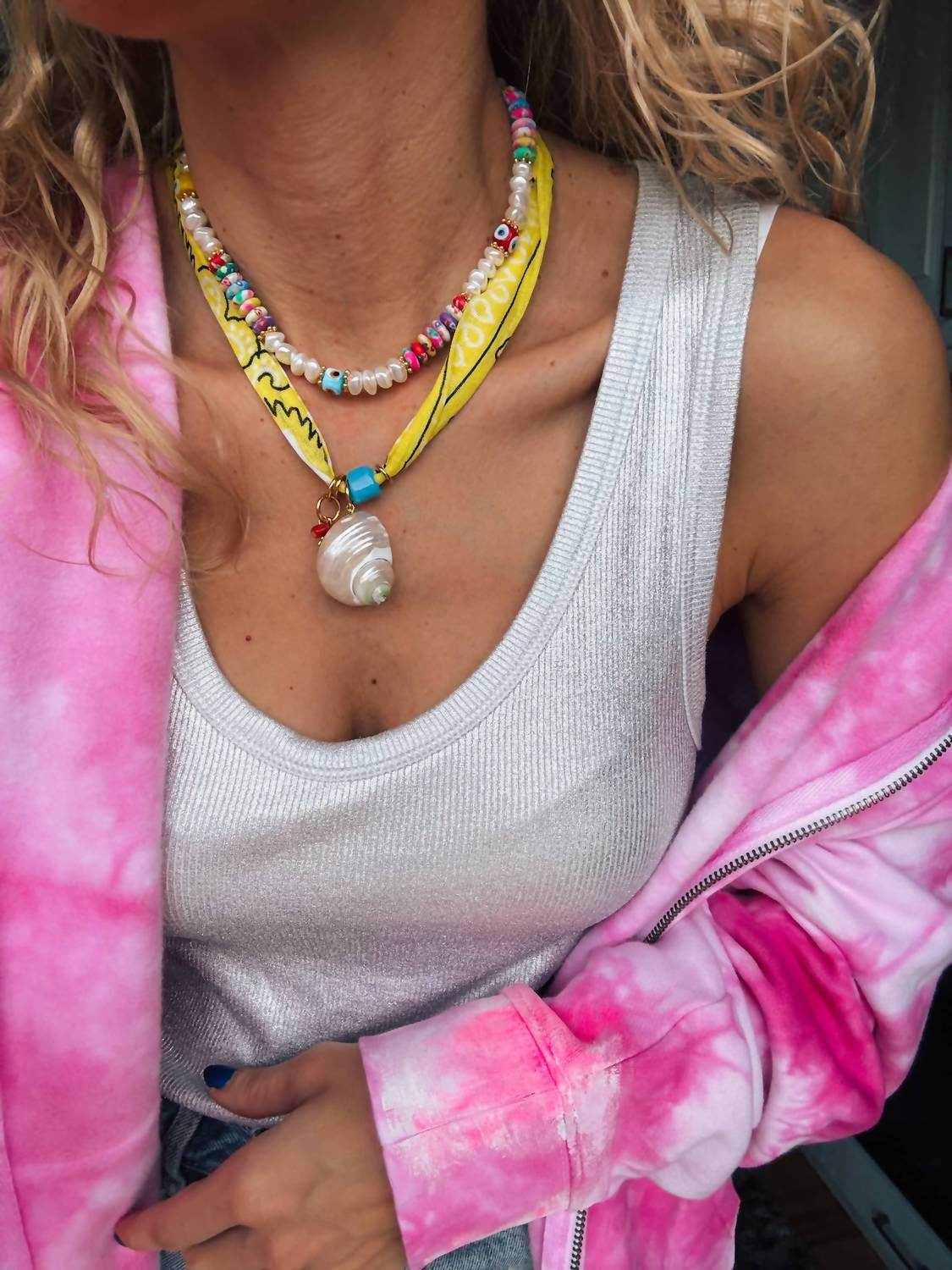 Goupi - Women's Bandana Shell Necklace - Rack Hunt -