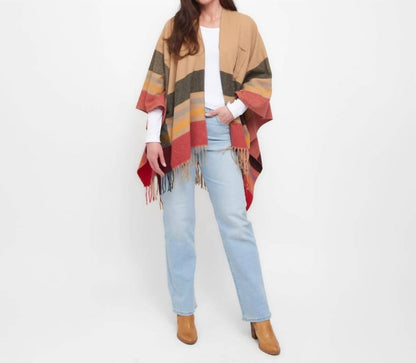 Sidney Fringe Open Front Wrap With Loop