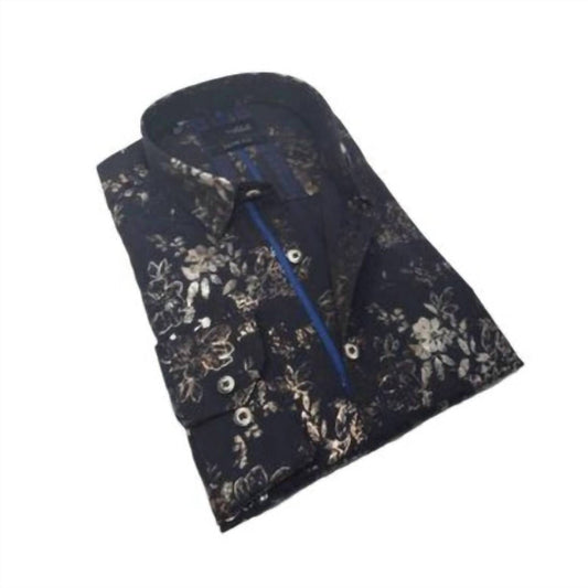 Jacquard Floral Foil Button Down Shirt