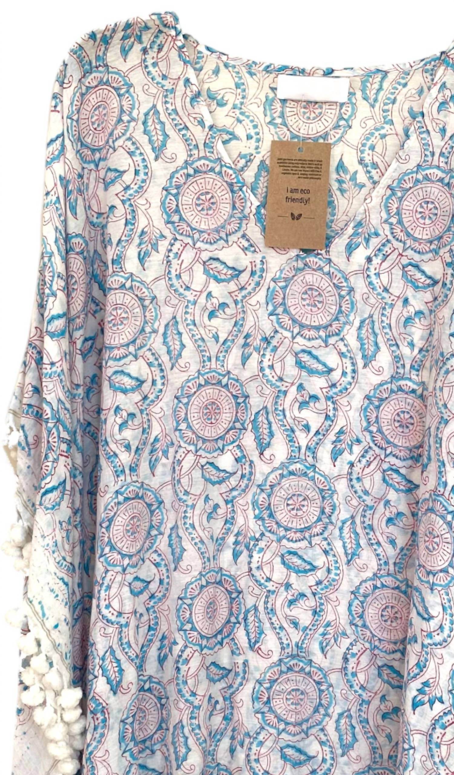 Joshi - Women's Handwoven Pompom Kaftan Dress - Rack Hunt -