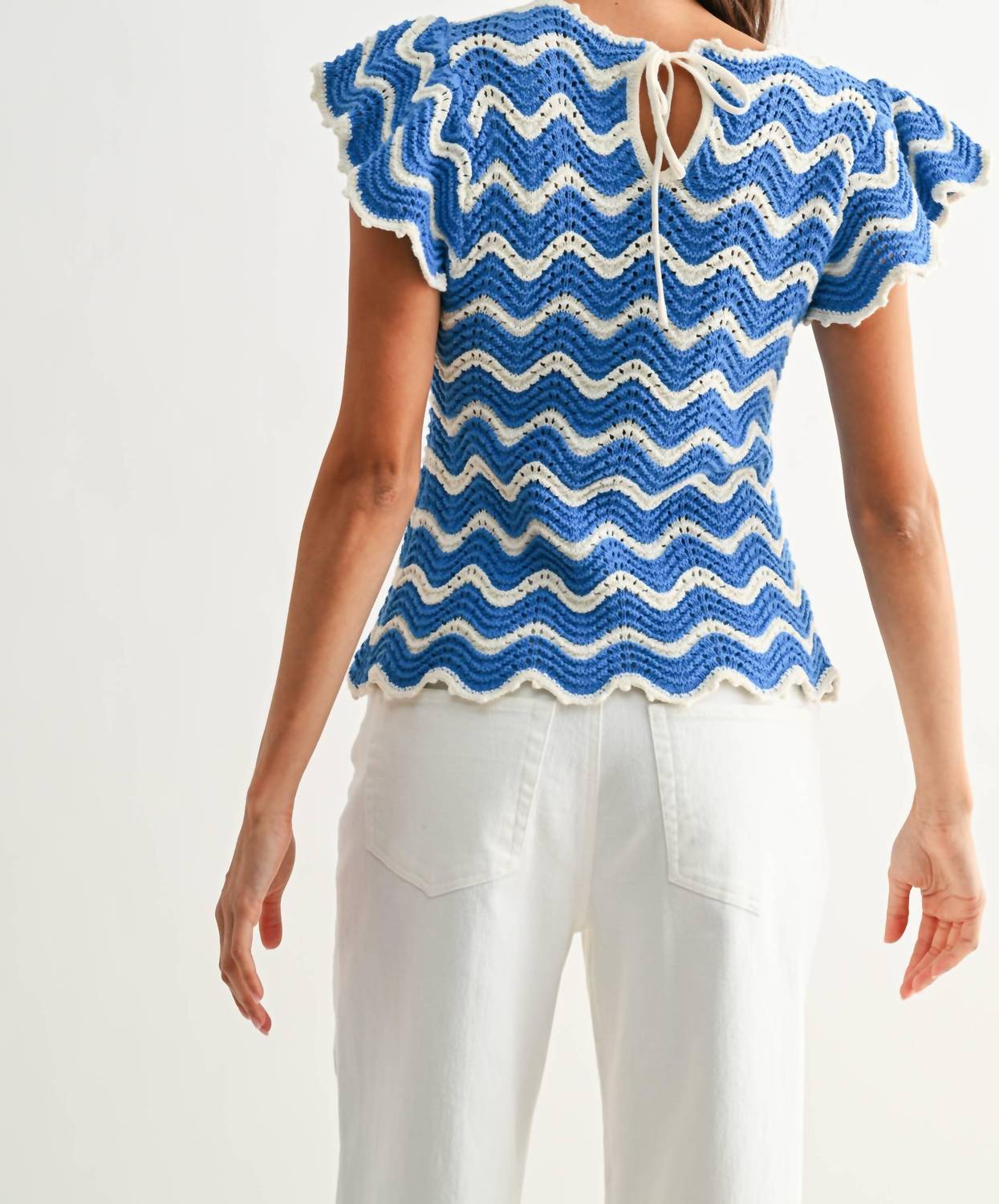 Chevron Knit Ruffle Top