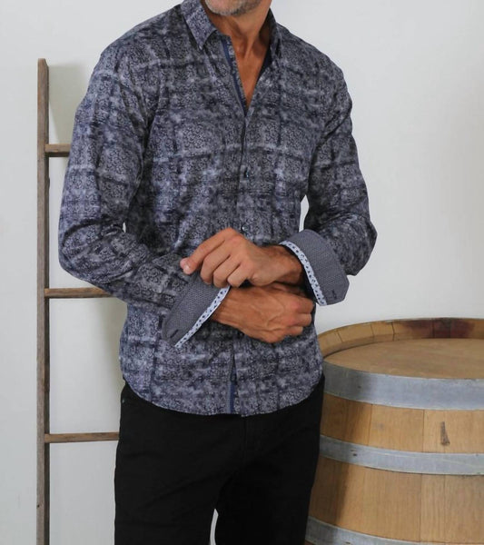Static Print Button Down Shirt With Trim