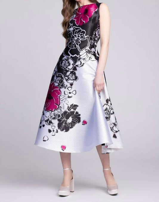 Silk Dot And Floral Midi Dress