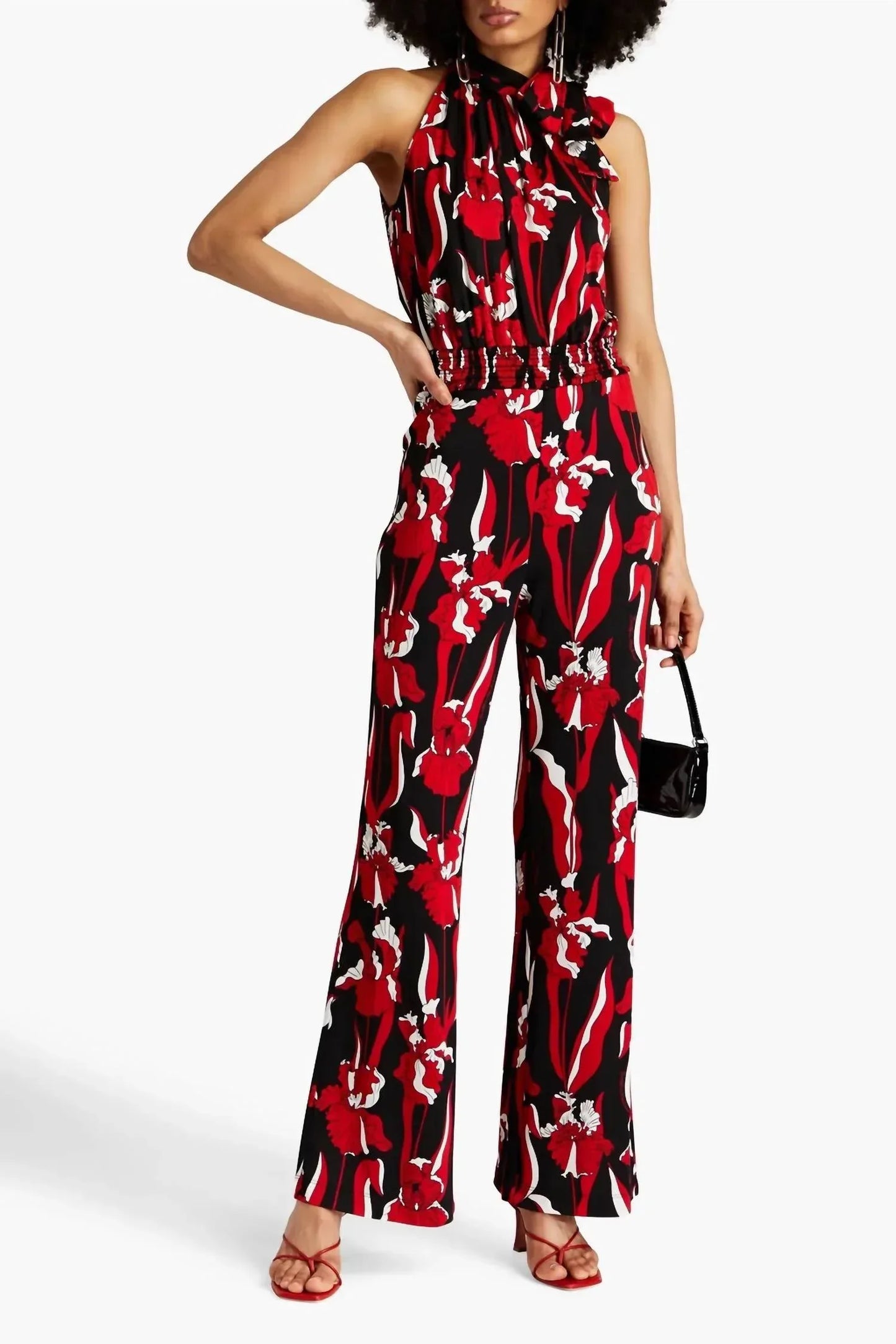Boutique Moschino - Pussy-Bow Floral-Print Jersey Jumpsuit - Rack Hunt