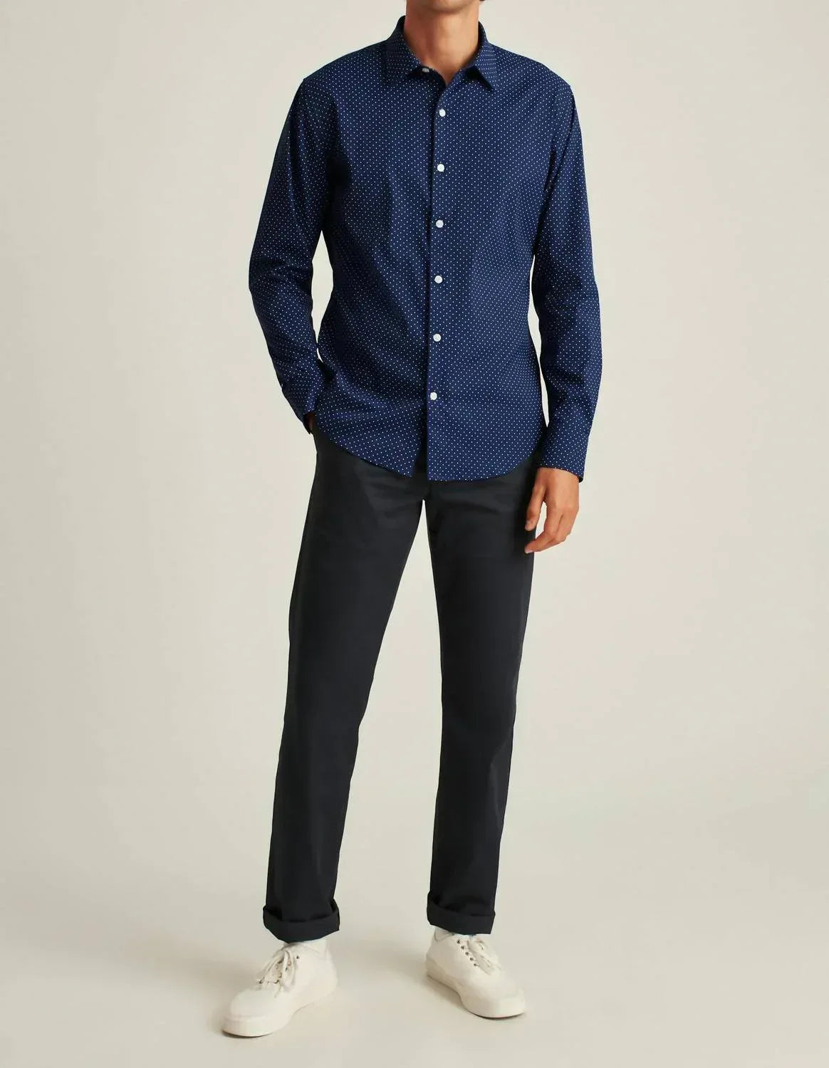 BONOBOS - Men's Slim Fit Long Sleeve Dot Print Button Front Tech Shirt - Rack Hunt
