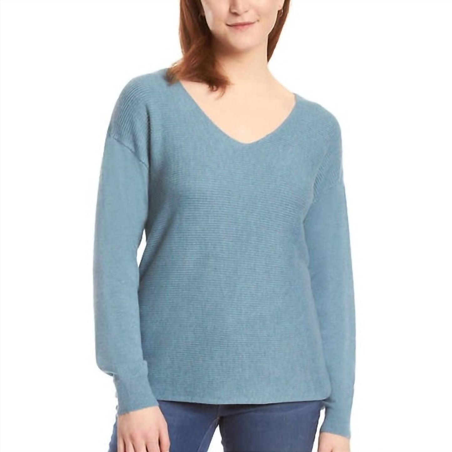 Women's Ribbed V-neck Sweater