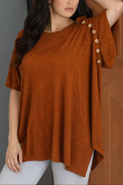 Relaxed Button Detail Poncho