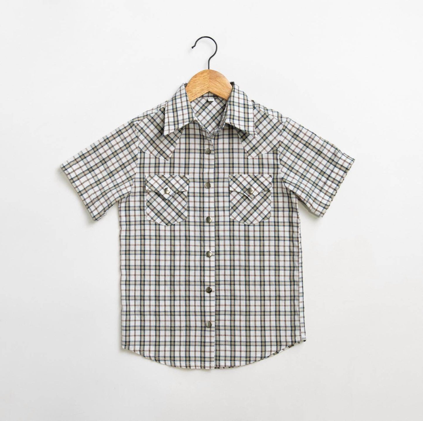 American Farm Company - Boys Youth Plaid Pattern Metal Snap Shirt - Rack Hunt -
