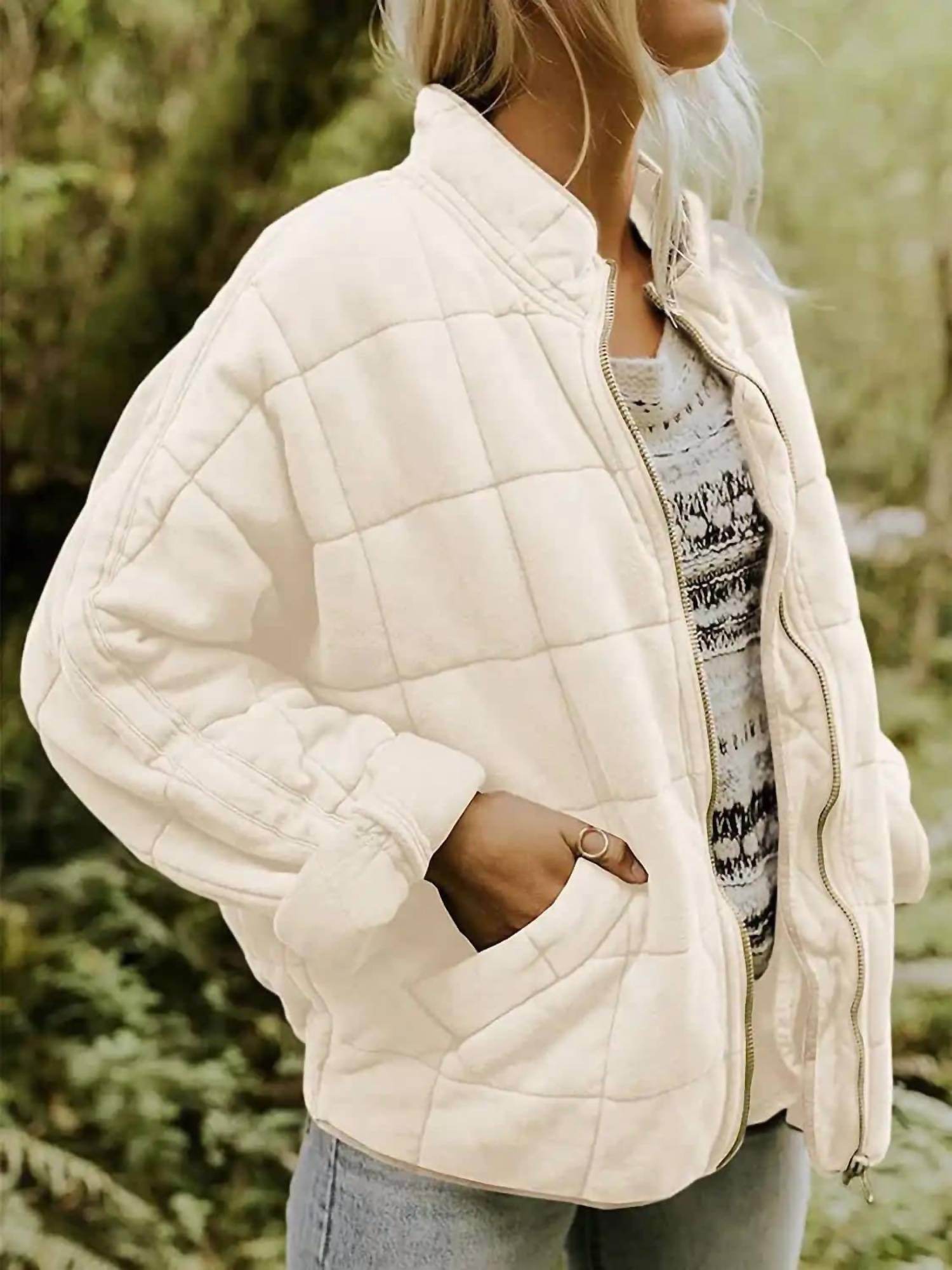 Sweet as a Peach - Quilted Zip-up Jacket - Rack Hunt -