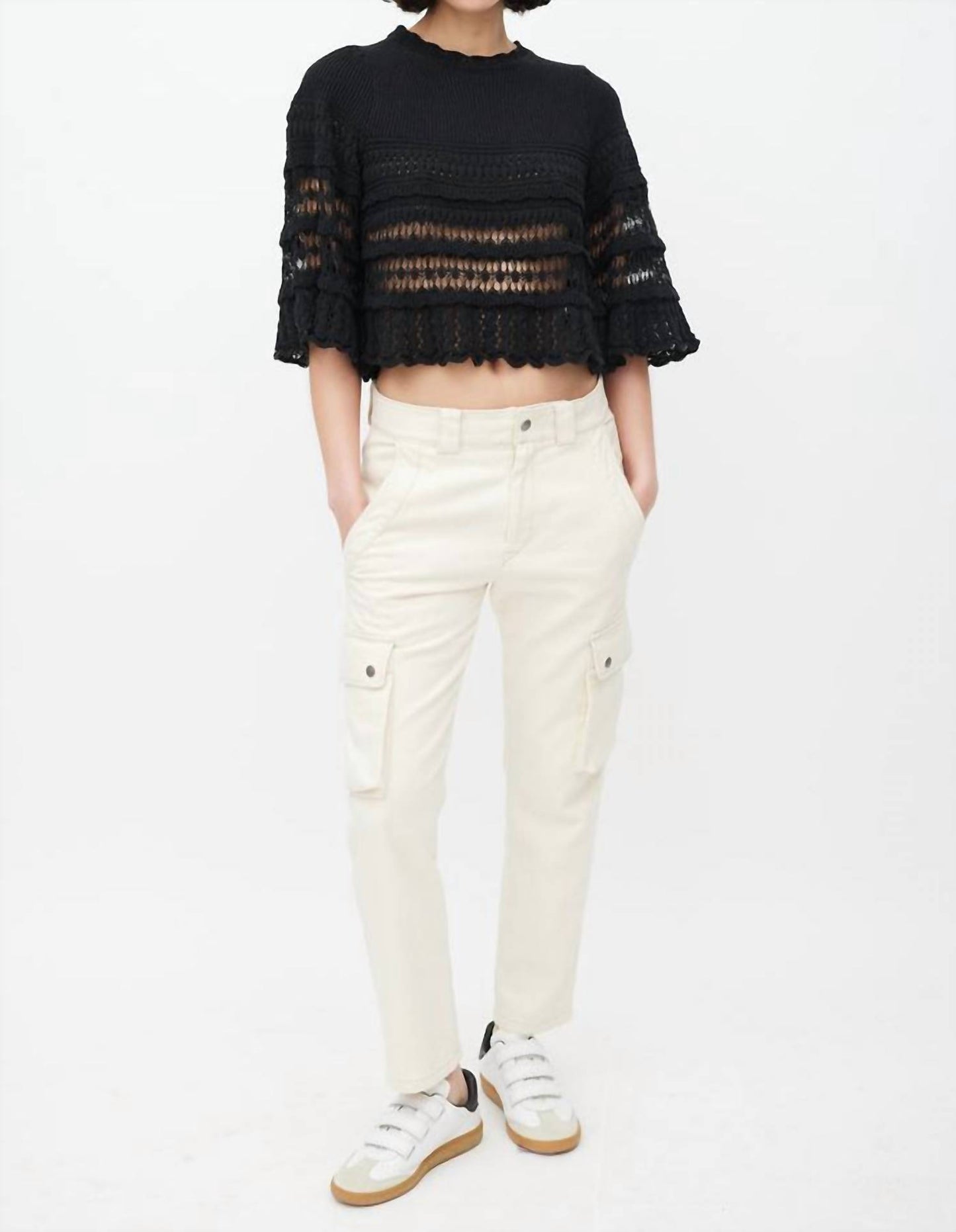 Azelia Tiered Cut Out Knit Pullover Sweater