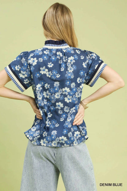 Floral Mixed Media Print Top