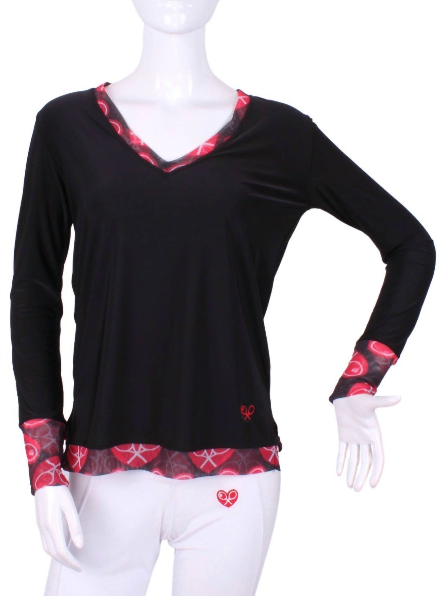 Love Love Tennis - Women's Long Sleeve Heart Very Vee Tee - Rack Hunt