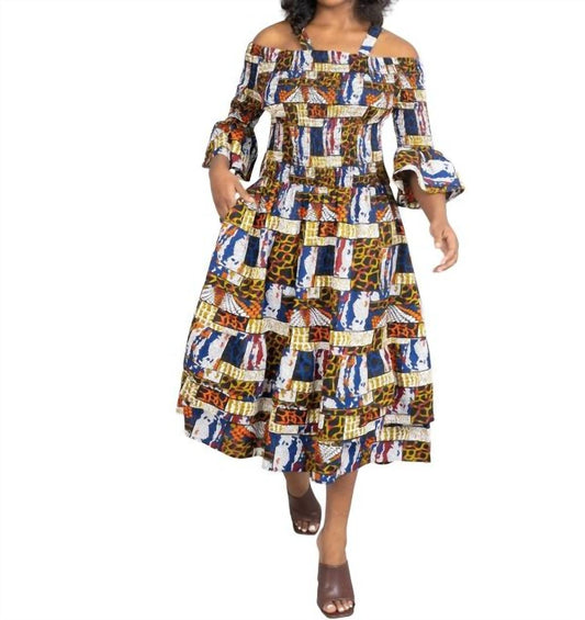 African Print Tiered Maxi Dress