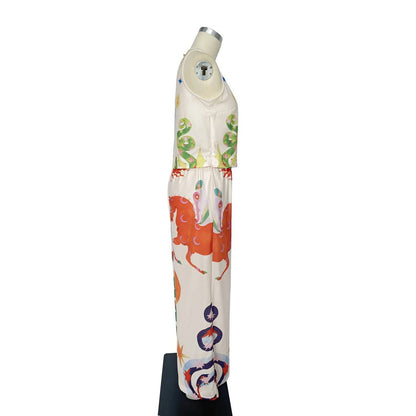 Artsy Print Tank Top And Wide Leg Pant Set