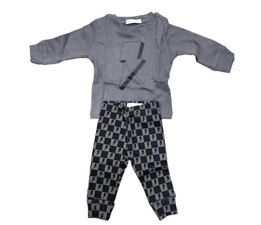 Little Mish - Boy's Bolt Long Sleeve & Check Pant Set - Rack Hunt
