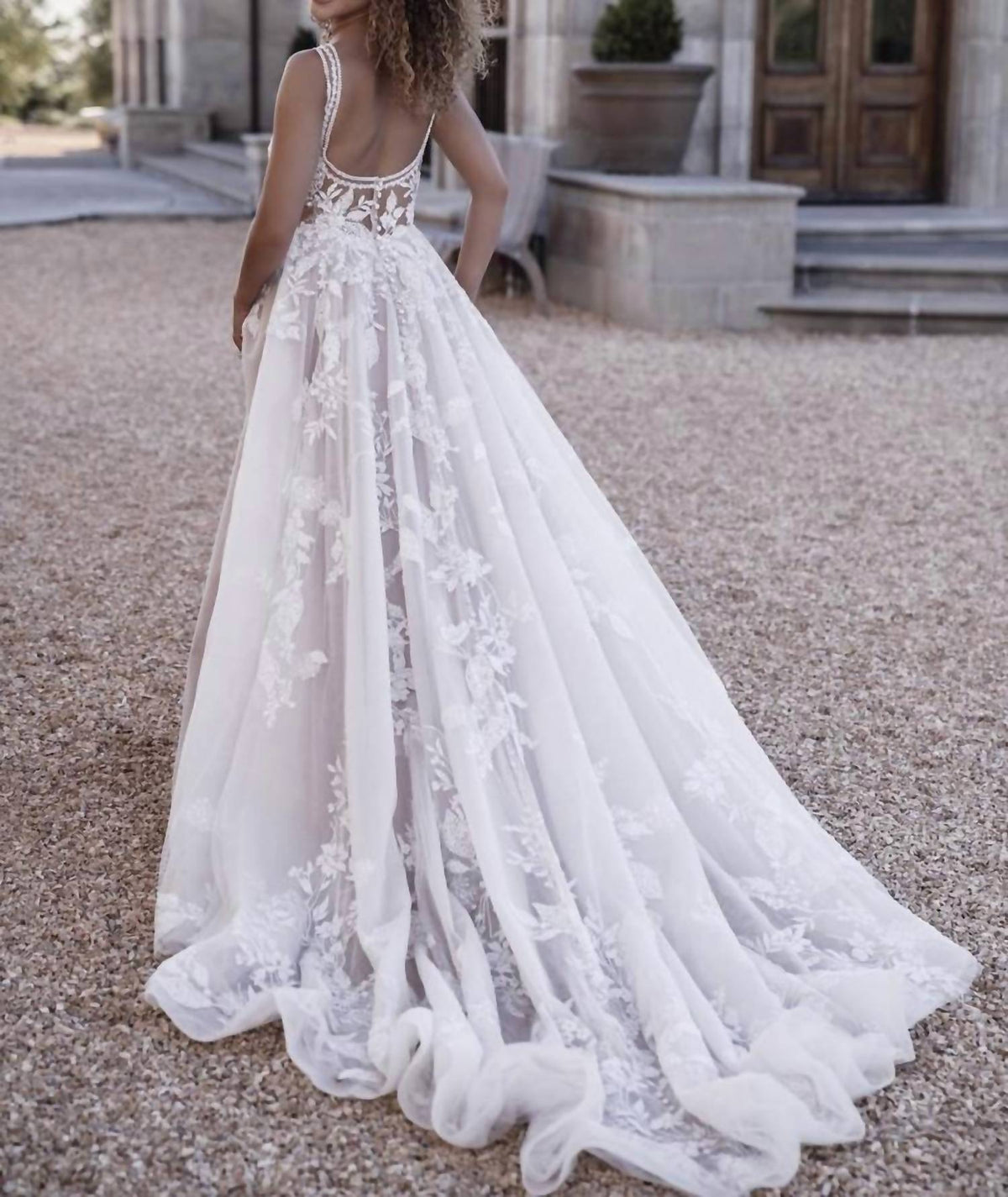Beaded Lace A-line Gown