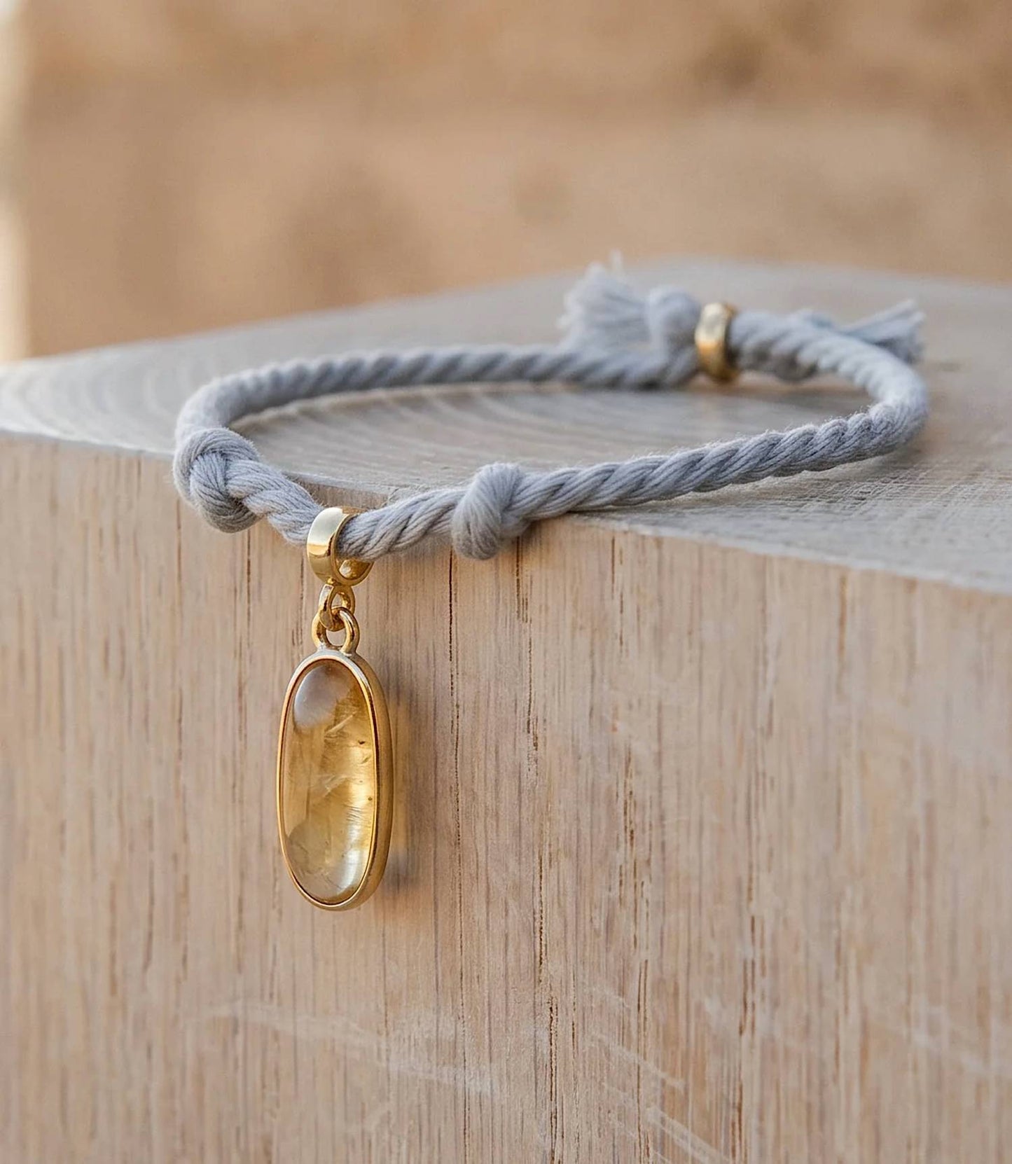 Women's Oval Gemstone Cord Bracelet