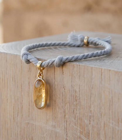 Women's Oval Gemstone Cord Bracelet