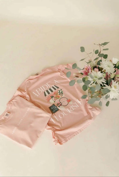 Abide And Flourish Floral Cart Graphic Tee