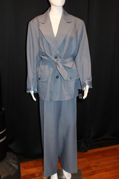 Belted Safari Jacket Pantsuit Set - Plus