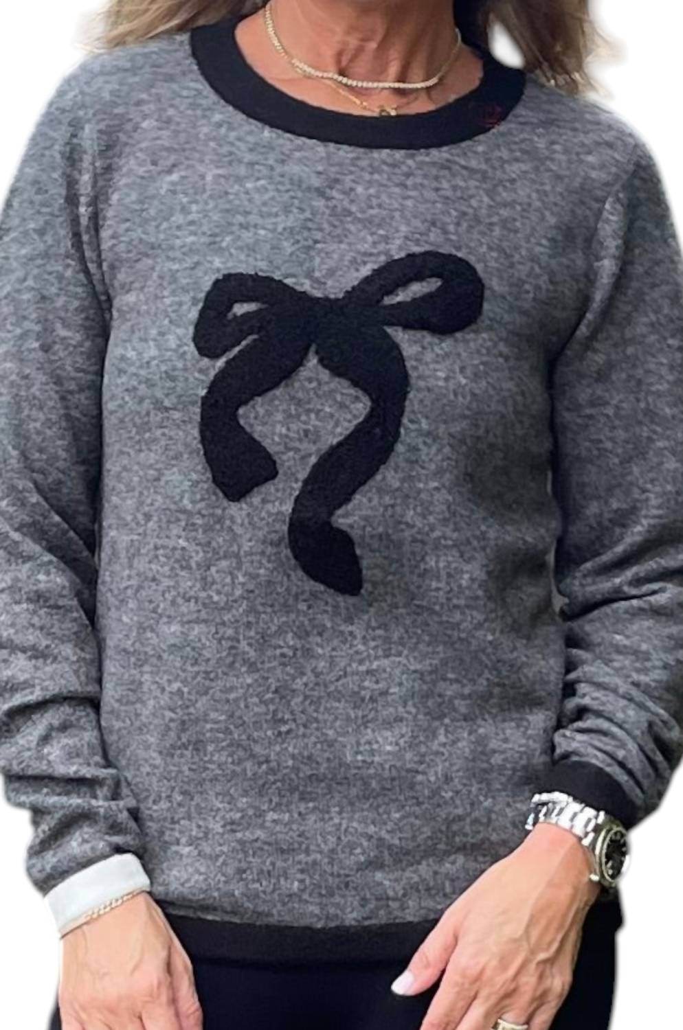 Just Madison - Madz Ringer With Bow Sweater - Rack Hunt