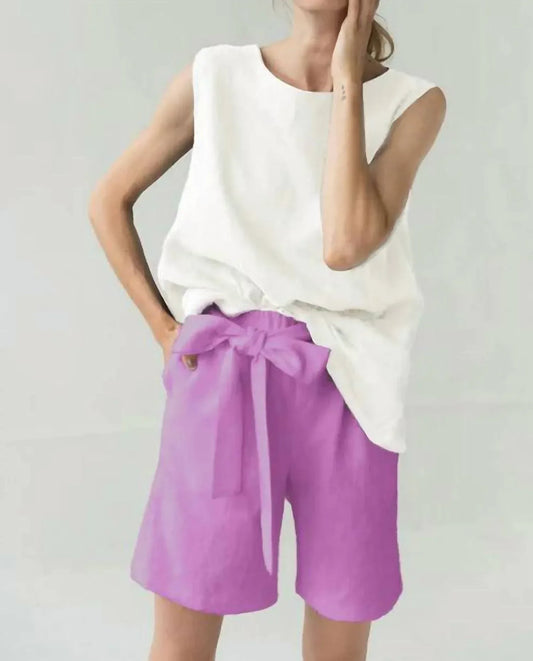 Le Muse - Women's High Waisted Linen Shorts - Rack Hunt