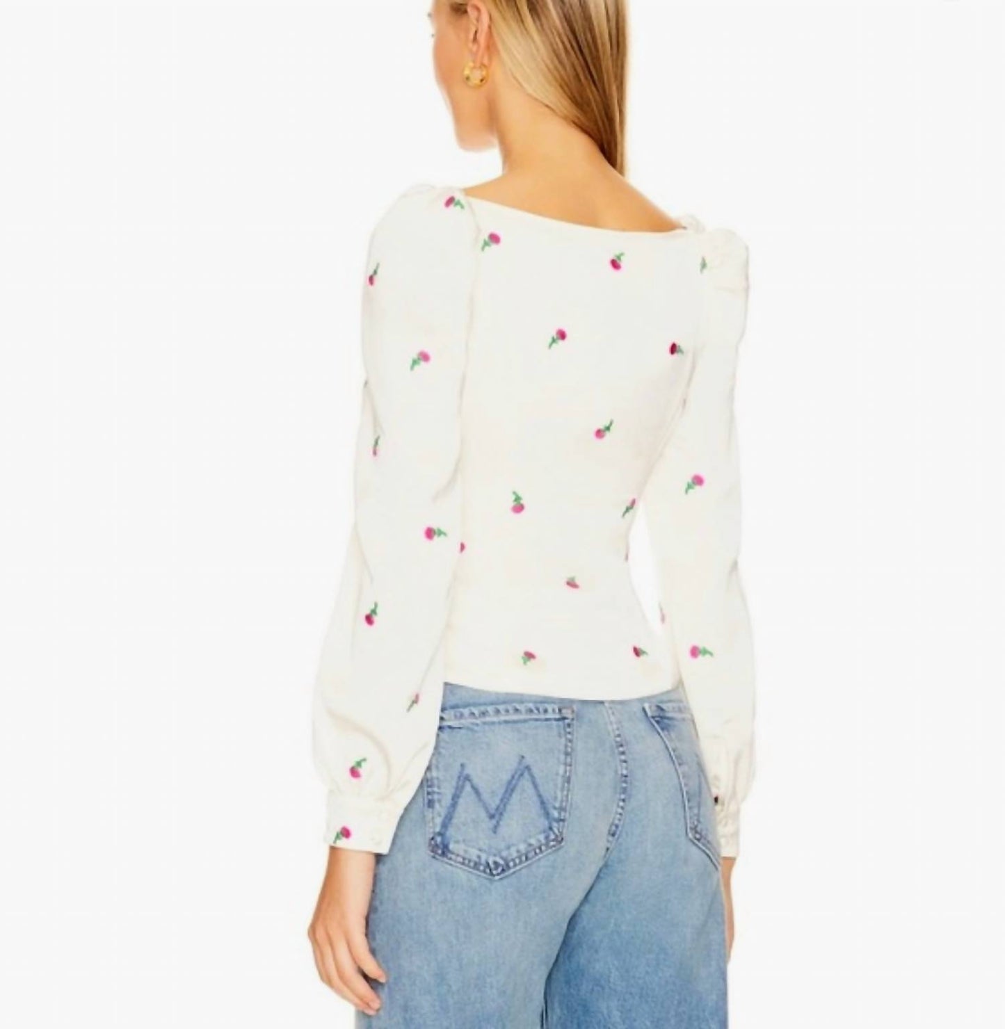 Front Tie Subtle Puff Sleeves Top