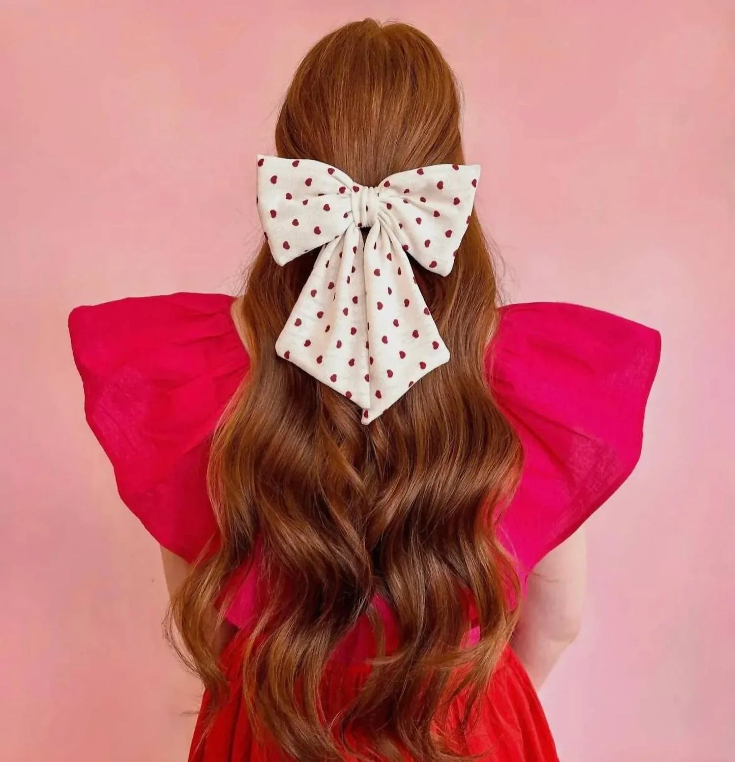 Bohemian Gemme - Women's Valentine Heart Pattern Hair Bow - Rack Hunt