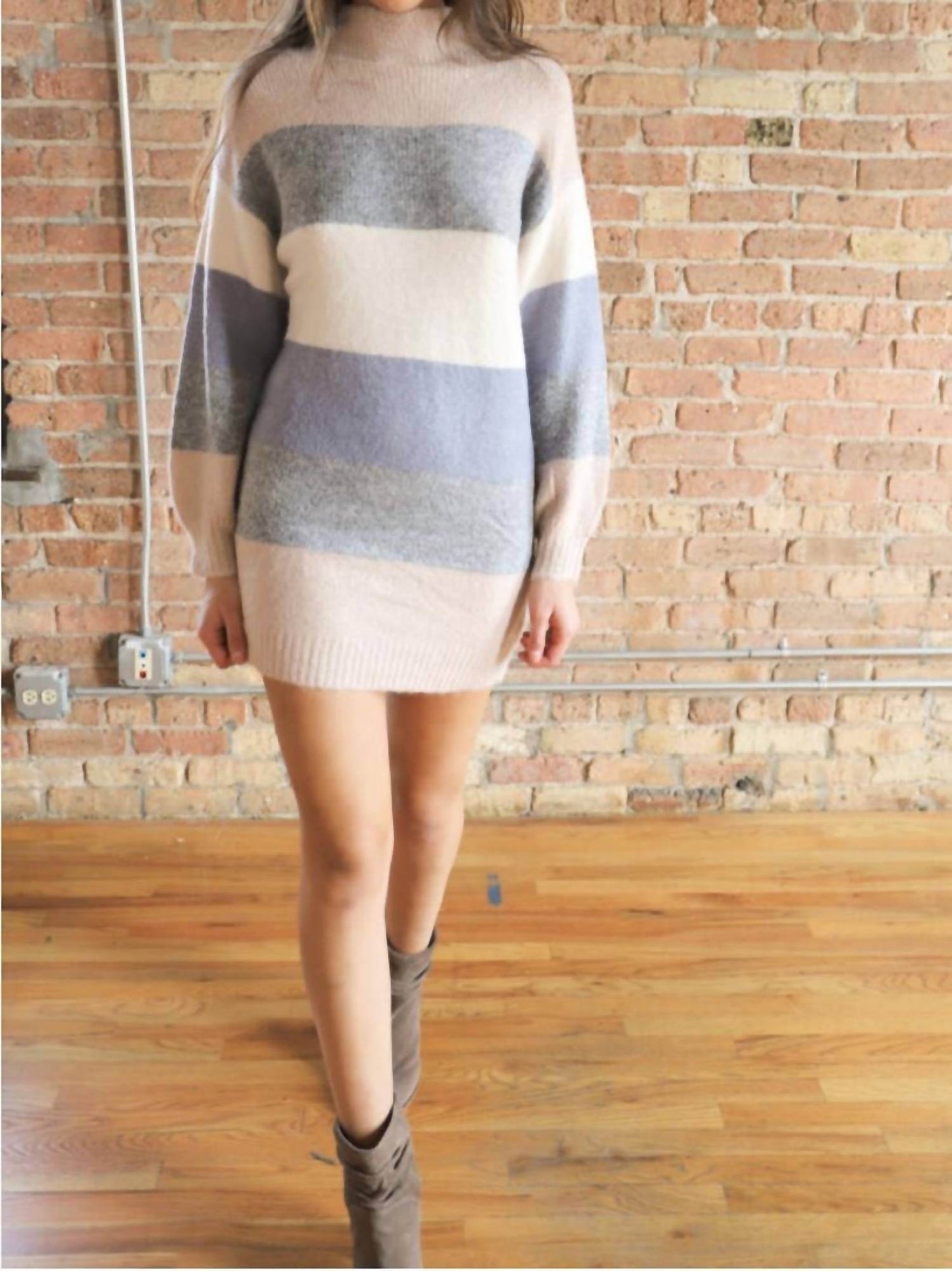 Avenue Hill - Colorblock Kint Sweater Dress - Rack Hunt -