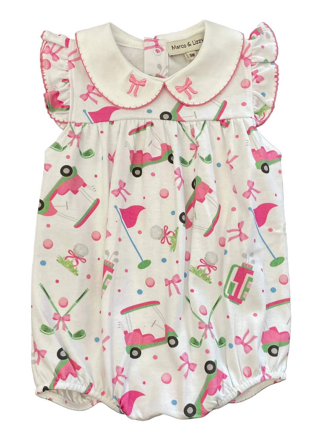 Kid's Golf Print Knit Bubble With Collar