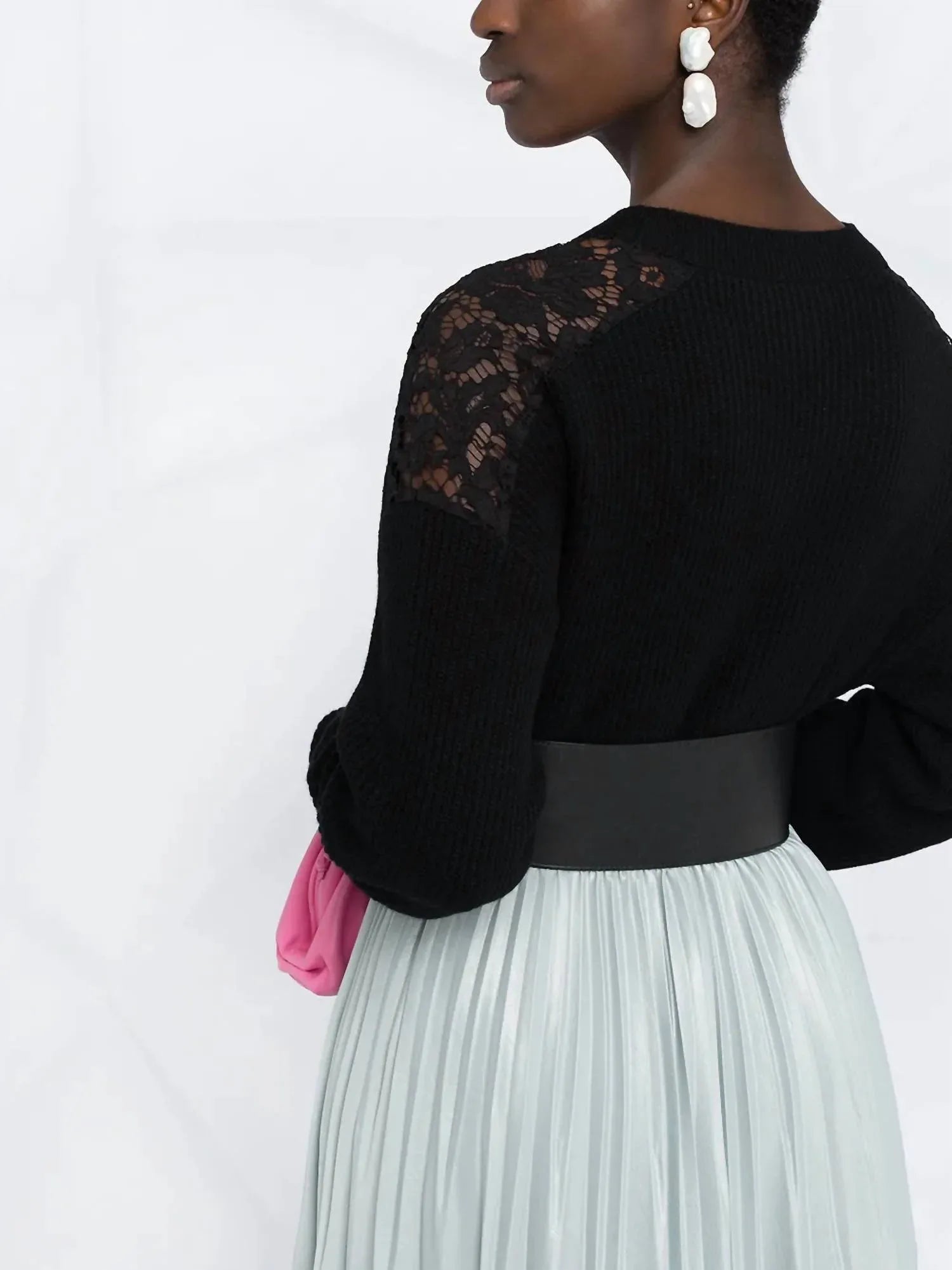 Valentino - Lace Embellished V-neck Jumper - detail view - Rack Hunt