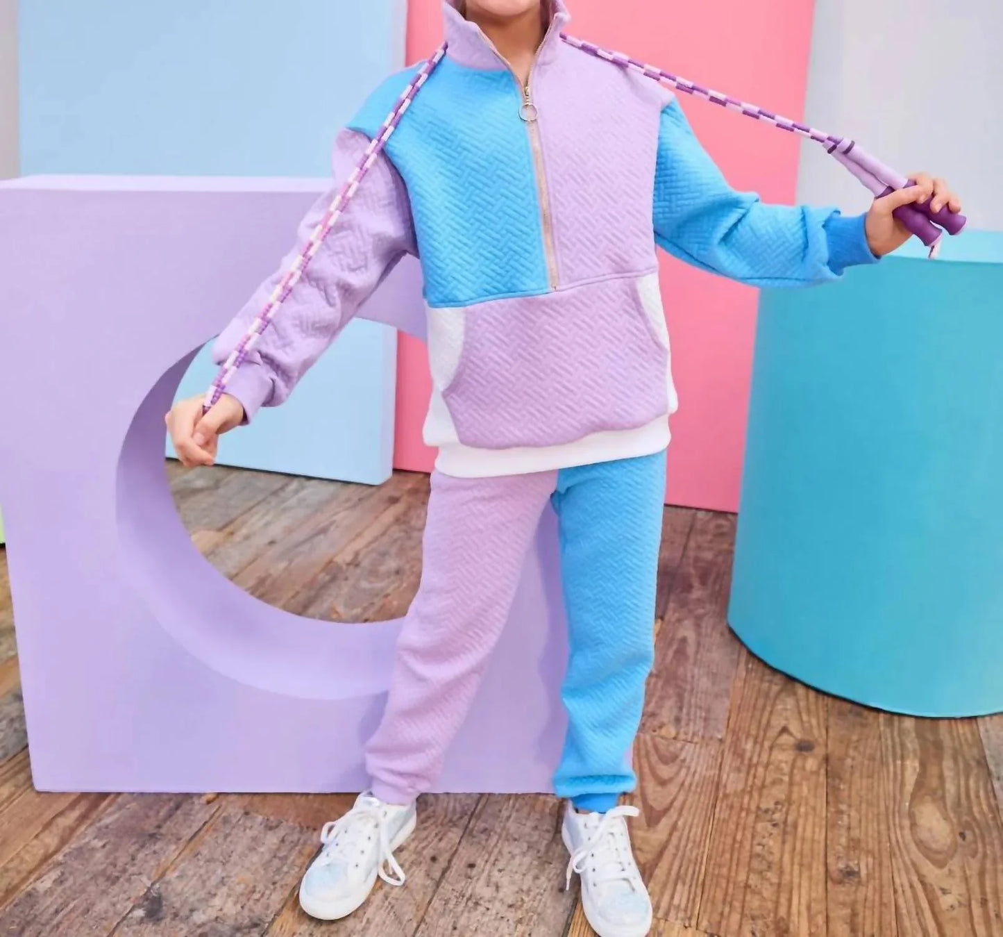 Bisby - Kid's Colorblock Quilted Trellis Pullover Sweater - Rack Hunt