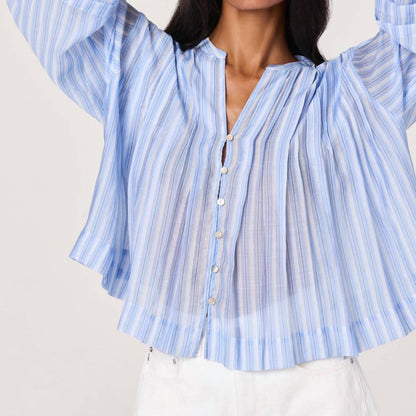 Ericka Striped Balloon Sleeve Blouse