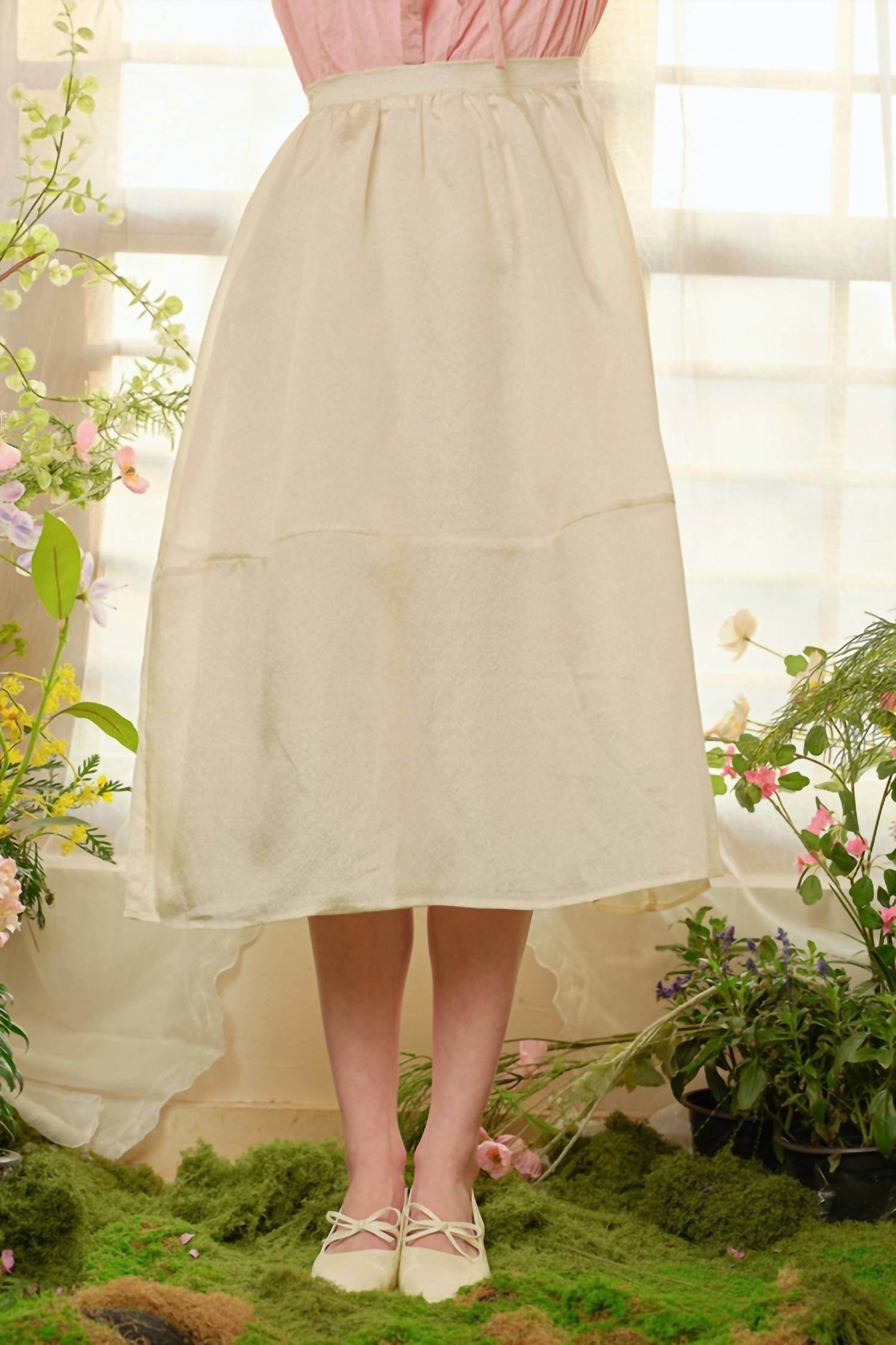 Rosie Posie - Textured High Waisted Midi Skirt - Rack Hunt -