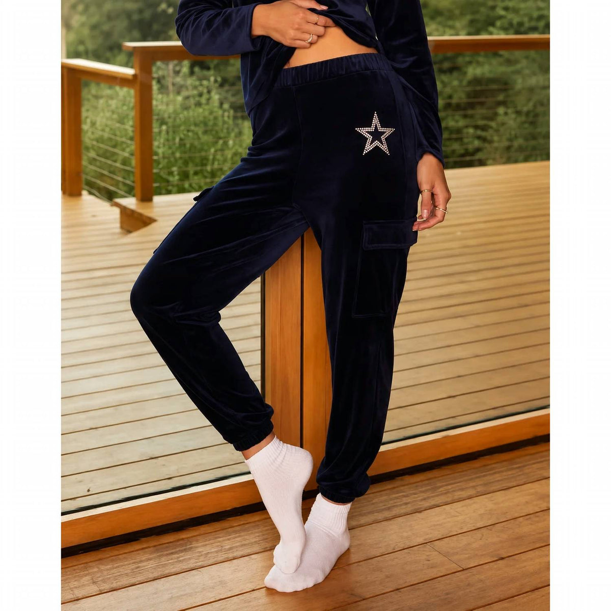 Dallas Cowboys Velour Rhinestone Star Cargo Joggers