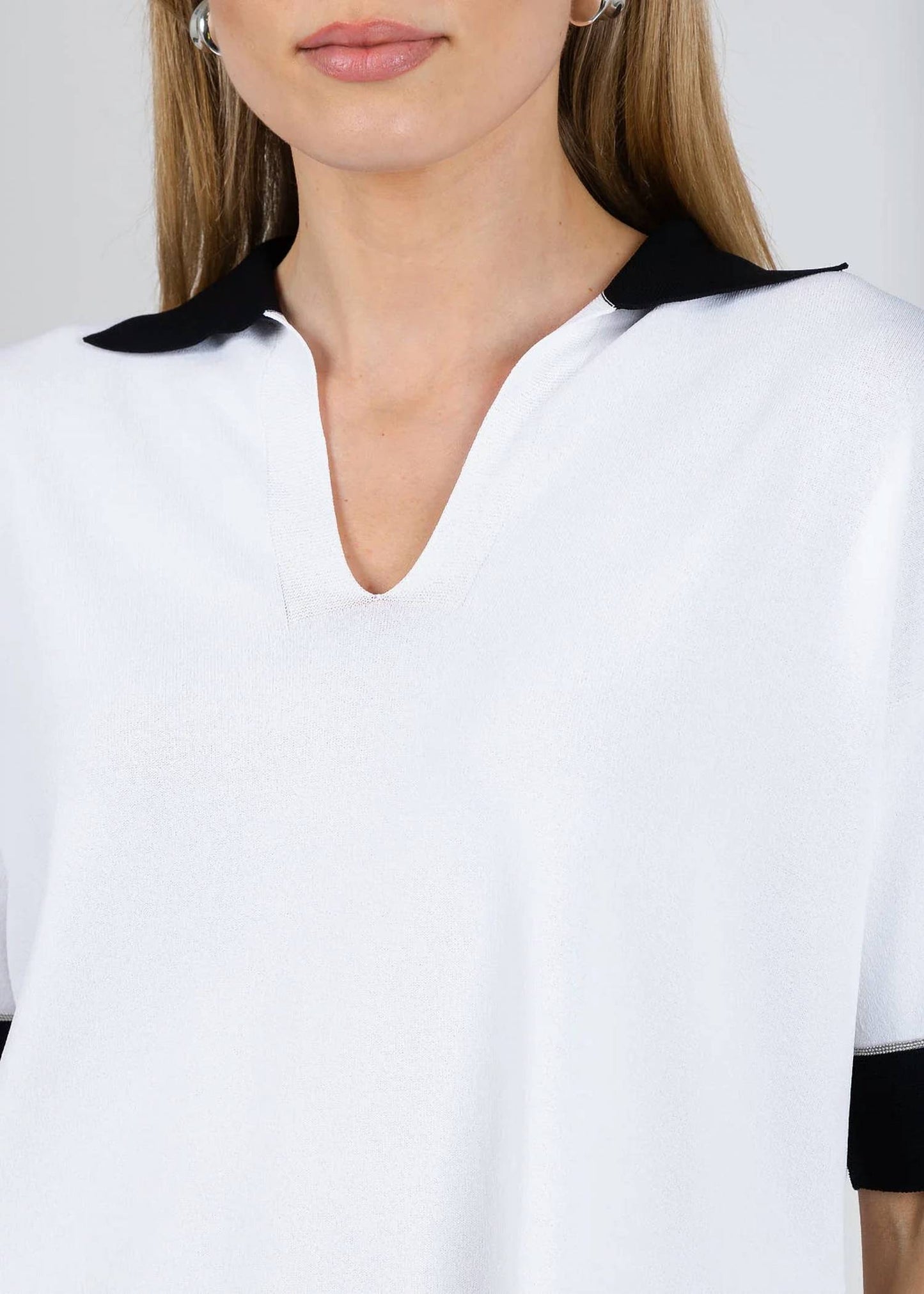 Split Neck Polo Sweater