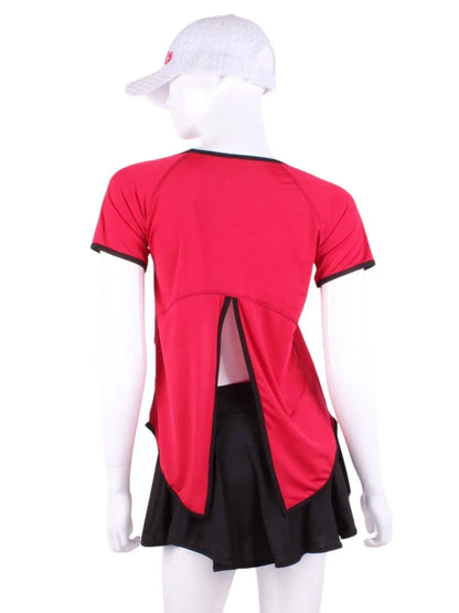 Love Love Tennis - Women's Tie Back Short Sleeve Tennis Tee - Rack Hunt