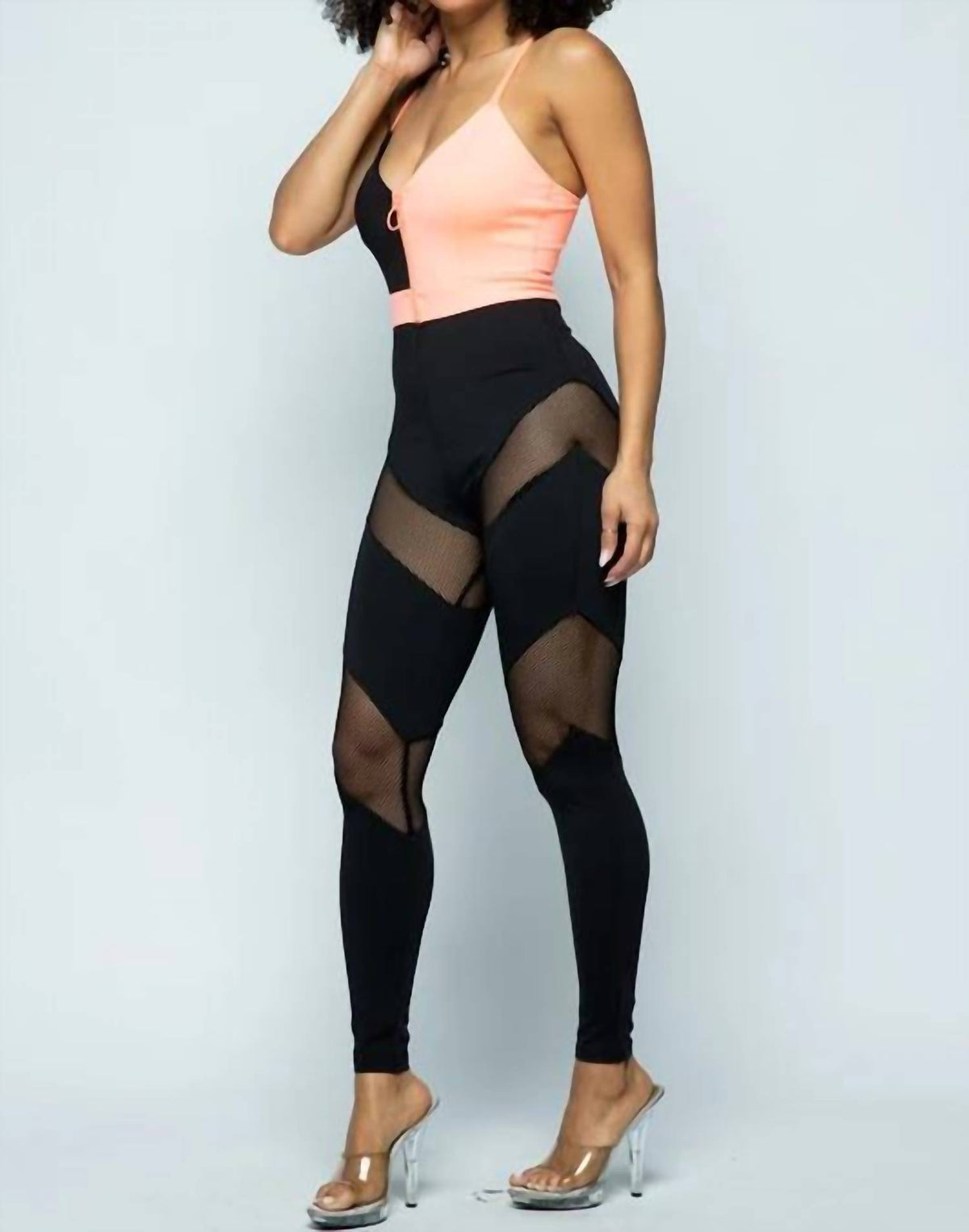 Keep'em Staring Spaghetti Strap Fish Net Combo Jumpsuit