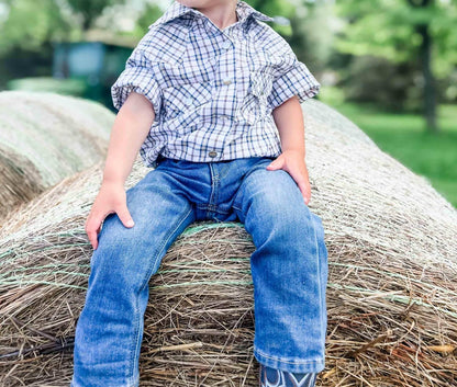 American Farm Company - Boys Youth Plaid Pattern Metal Snap Shirt - Rack Hunt