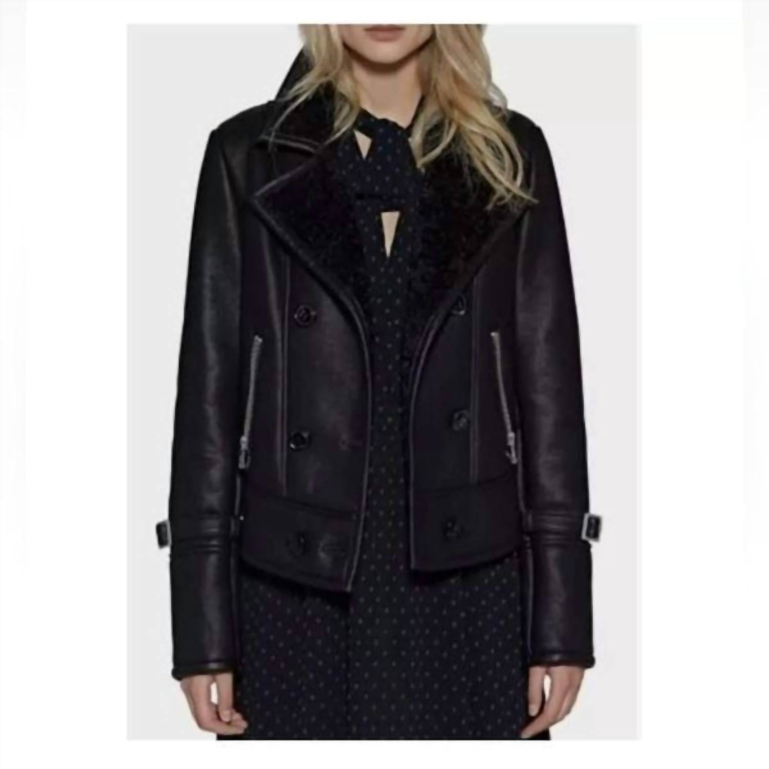 Avec Les Filles - Vegan Leather Moto Shearling Jacket - Rack Hunt -