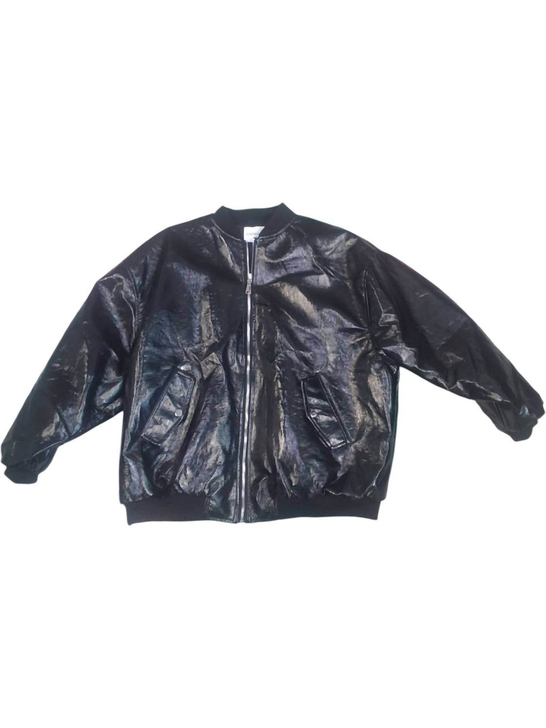 Gold & Silver - Women's Leather Bomber Jacket - Rack Hunt