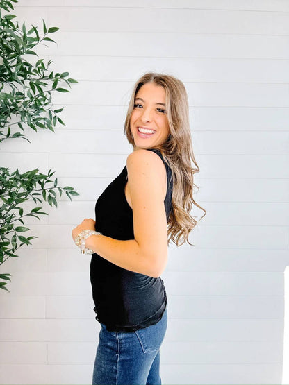 Mesh Scalloped Edge Top