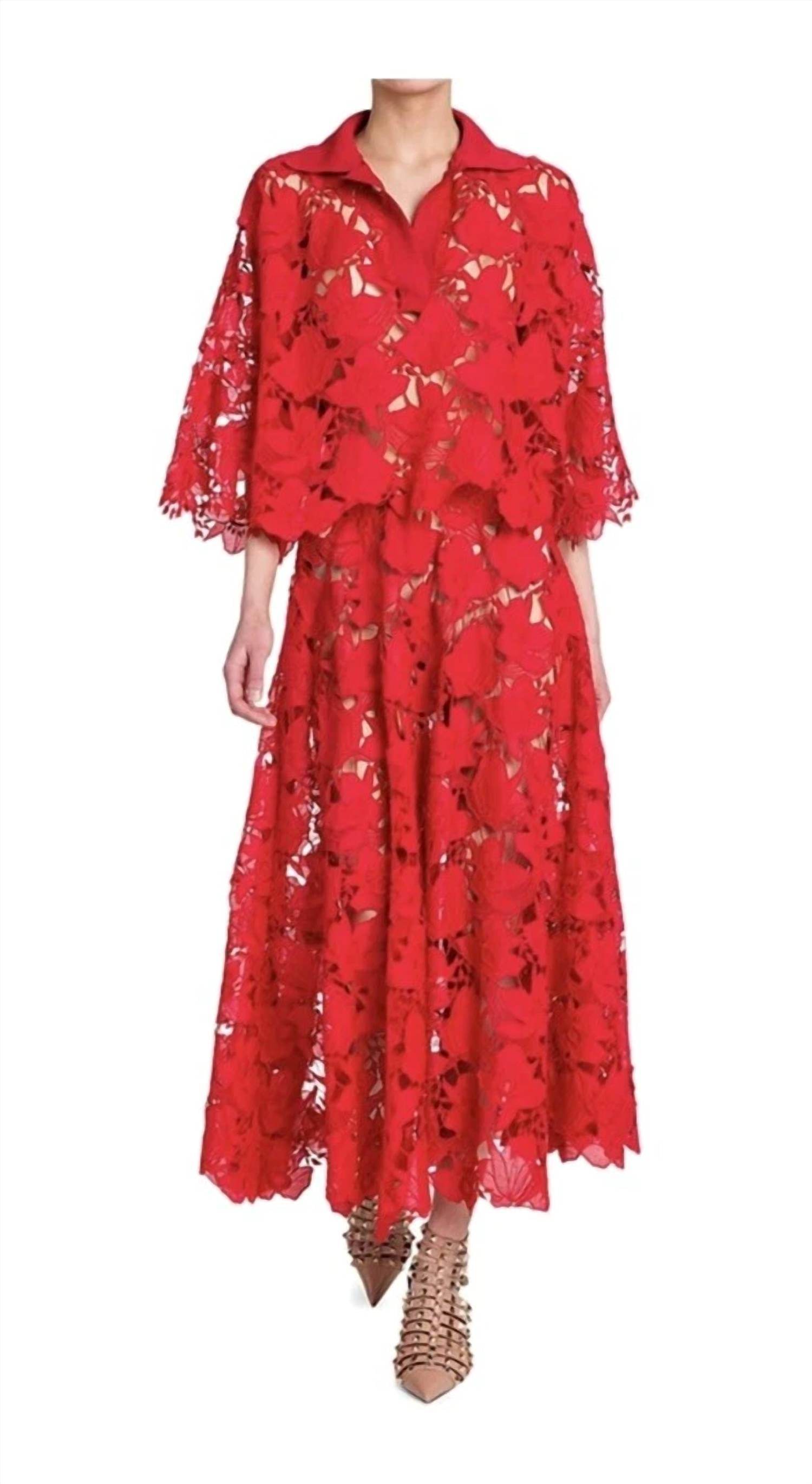 Valentino - Mussoline Carving Lace Midi Skirt - Rack Hunt