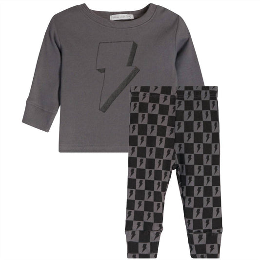 Little Mish - Boy's Bolt Long Sleeve & Check Pant Set - Rack Hunt