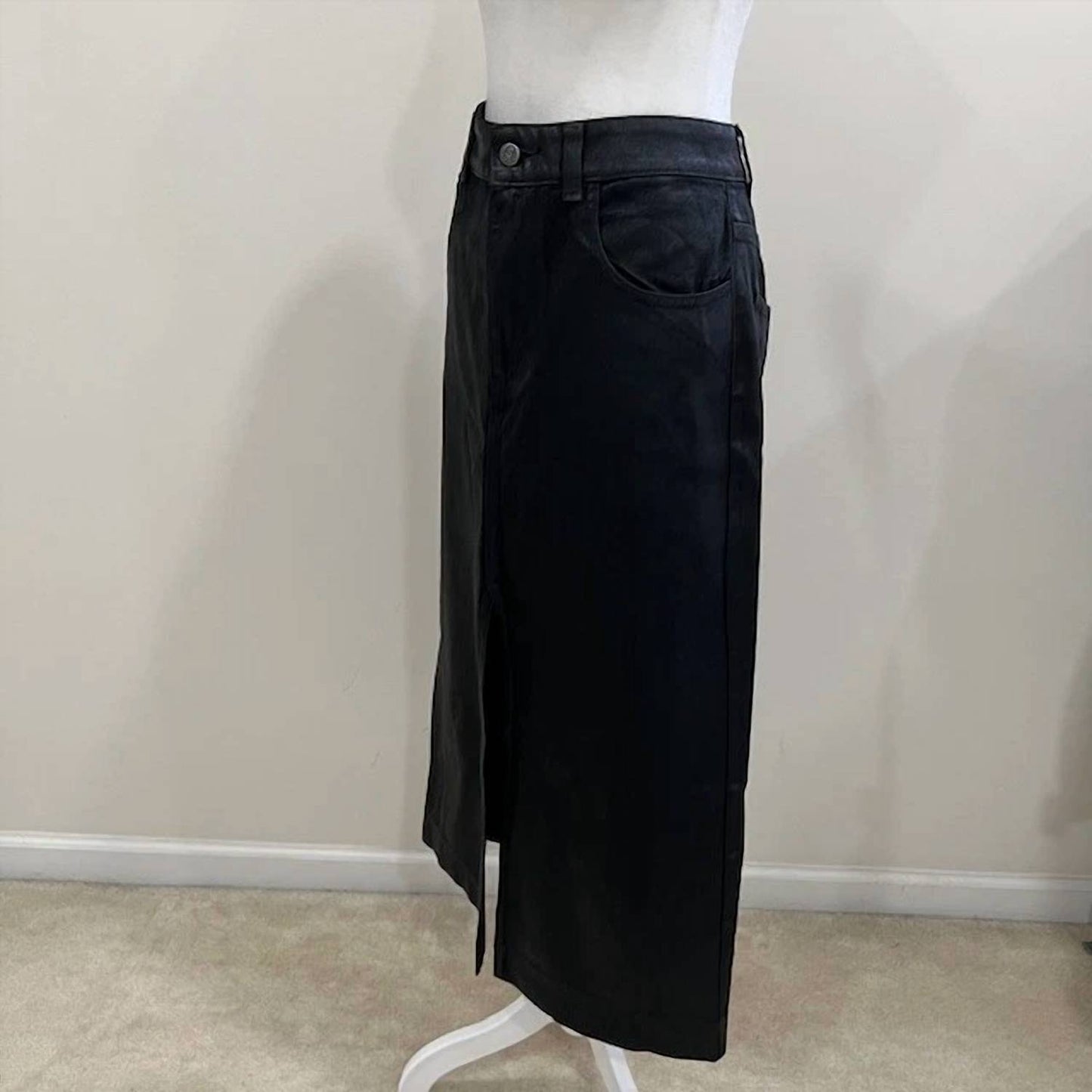 Stetten Coated Denim Midi Skirt