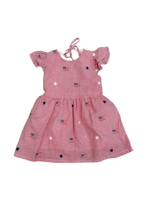 Girls Flags And Stars Embroidered Dress