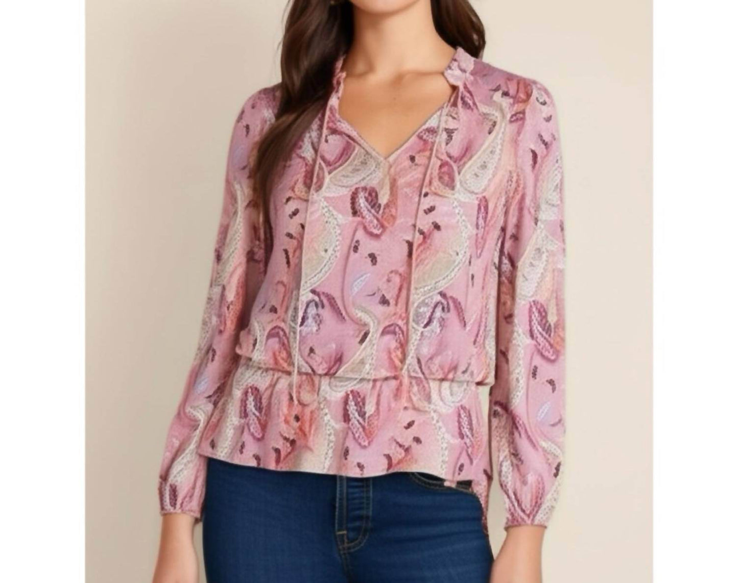 Les Serein - Ruffle Split Neck Blouse - Rack Hunt -